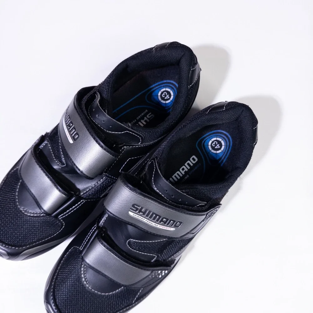 Shimano SH-R064 Cycling Shoes Mens Size 43 Black Silver Good SPD SPD-SL Cleats